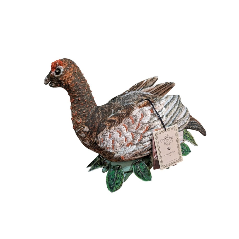 John Derian Target 2025 Fall Shaped Beaded Grouse 16"X8" Pillow‎ NWT